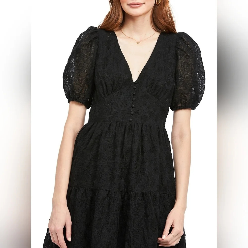 En Saison-Agathe Floral Embroidered V-Neck Midi Dress - Picture 5 of 8